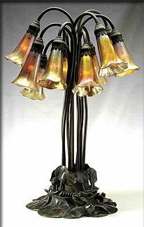 Twelve Shaded Tiffany Lily Table Lamp