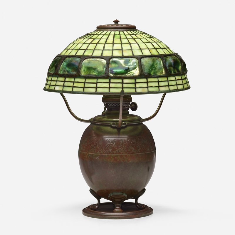 Tiffany Geometric Turtleback Tile Table Lamp