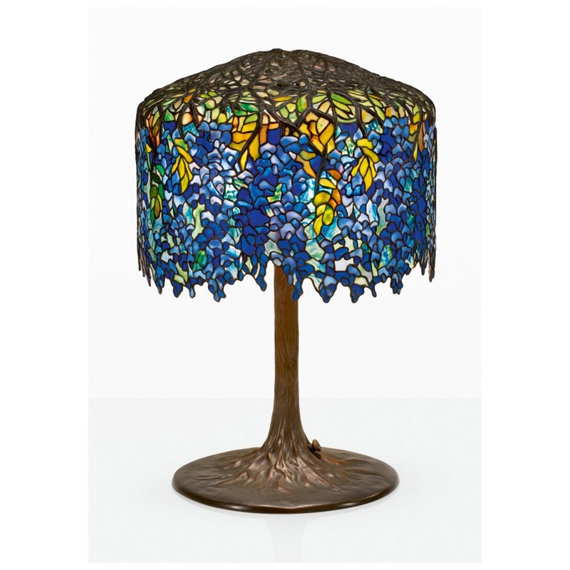 Tiffany Wisteria Table Lamp with Tree Base